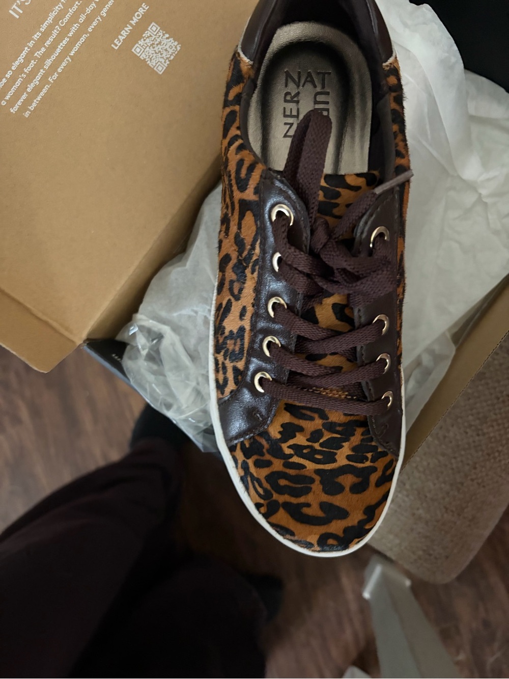 Naturalizer Leopard-Print Brown & Black Lace-Up Sneaker